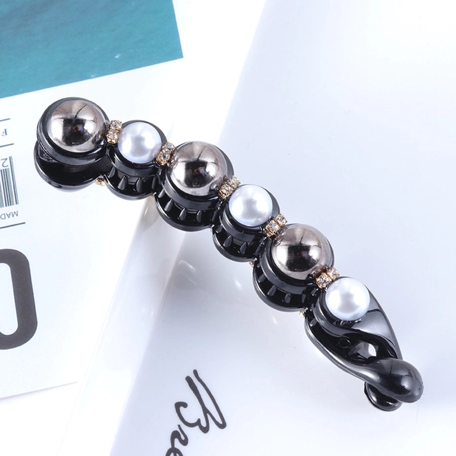 simple style geometric plastic artificial pearls hair clip