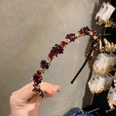 luxurious geometric artificial crystal hair band