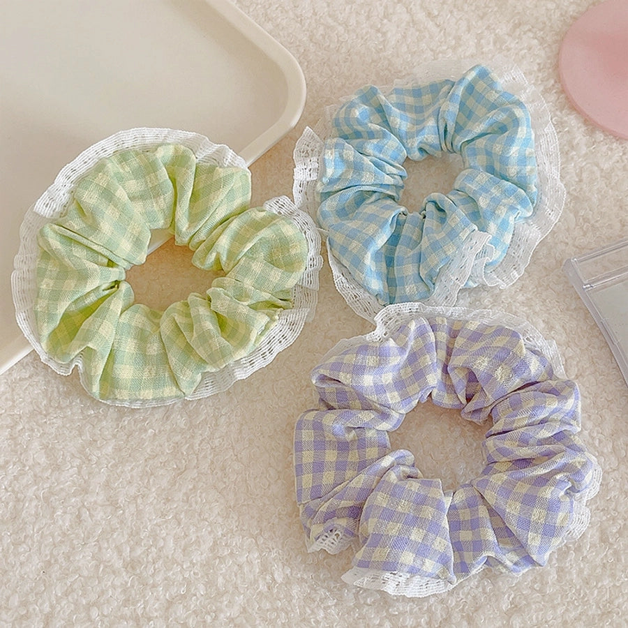 Women's IG Style Sweet Lattice Cloth Rib-Knit Lace Hair Tie