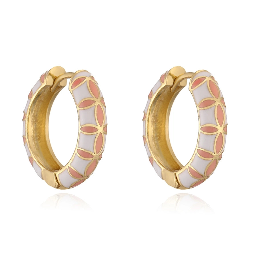 1 Pair Vacation Sweet Simple Style Flower Enamel Copper 18K Gold Plated Earrings