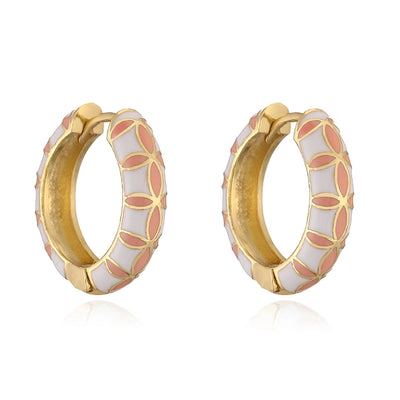 1 Pair Vacation Sweet Simple Style Flower Enamel Copper 18K Gold Plated Earrings