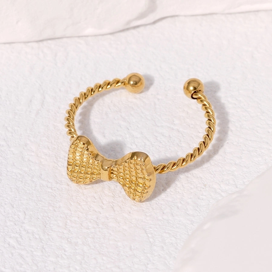 Jewelry Sweet Simple Style IG Style Bow Knot 304 Stainless Steel 18K Gold Plated Stainless Steel Rings