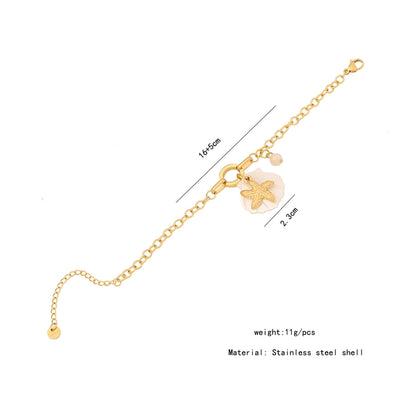 Glam Simple Style Commute Starfish Dolphin 304 Stainless Steel 18K Gold Plated Bracelets In Bulk
