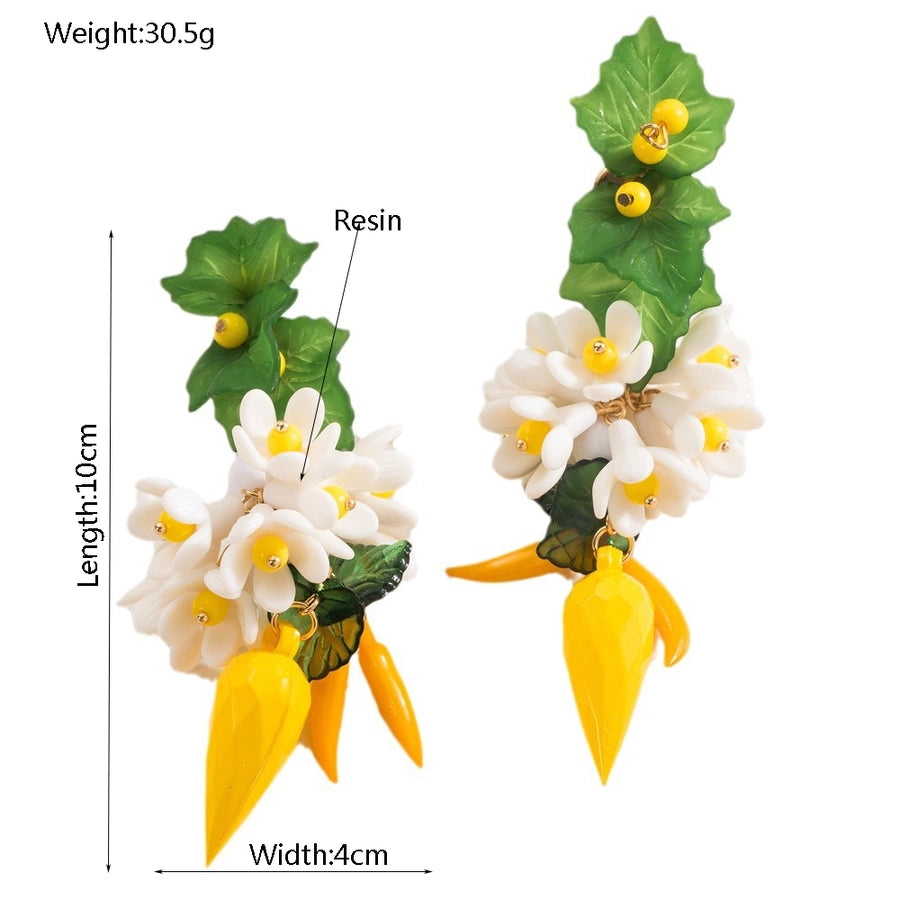 1 Pair Elegant Luxurious Flower Alloy Resin Gold Plated Silver Plated Drop Earrings