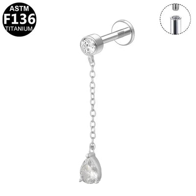 1 Piece Lip Rings Luxurious Classic Style Shiny Round Water Droplets Pure Titanium Titanium Alloy Zircon 14K Gold Plated White Gold Plated Lip Rings Ear Cartilage Rings & Studs