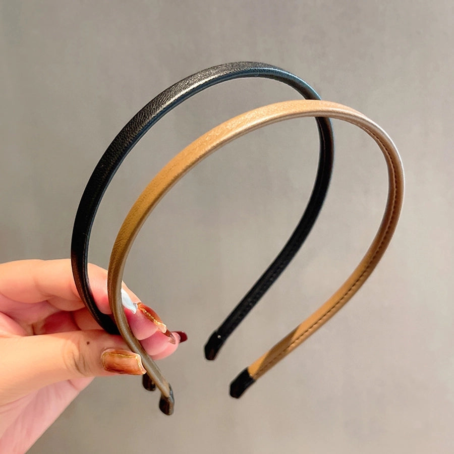 korean solid color leather hair band