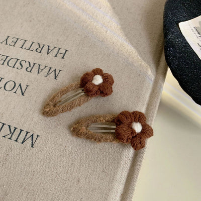 Milk Coffee New Autumn and Winter Cute Flower Hair Clip Hairpin Side Shredded Hair Bangs Clip Children's Hair String Hair Accessories Headdress for Women