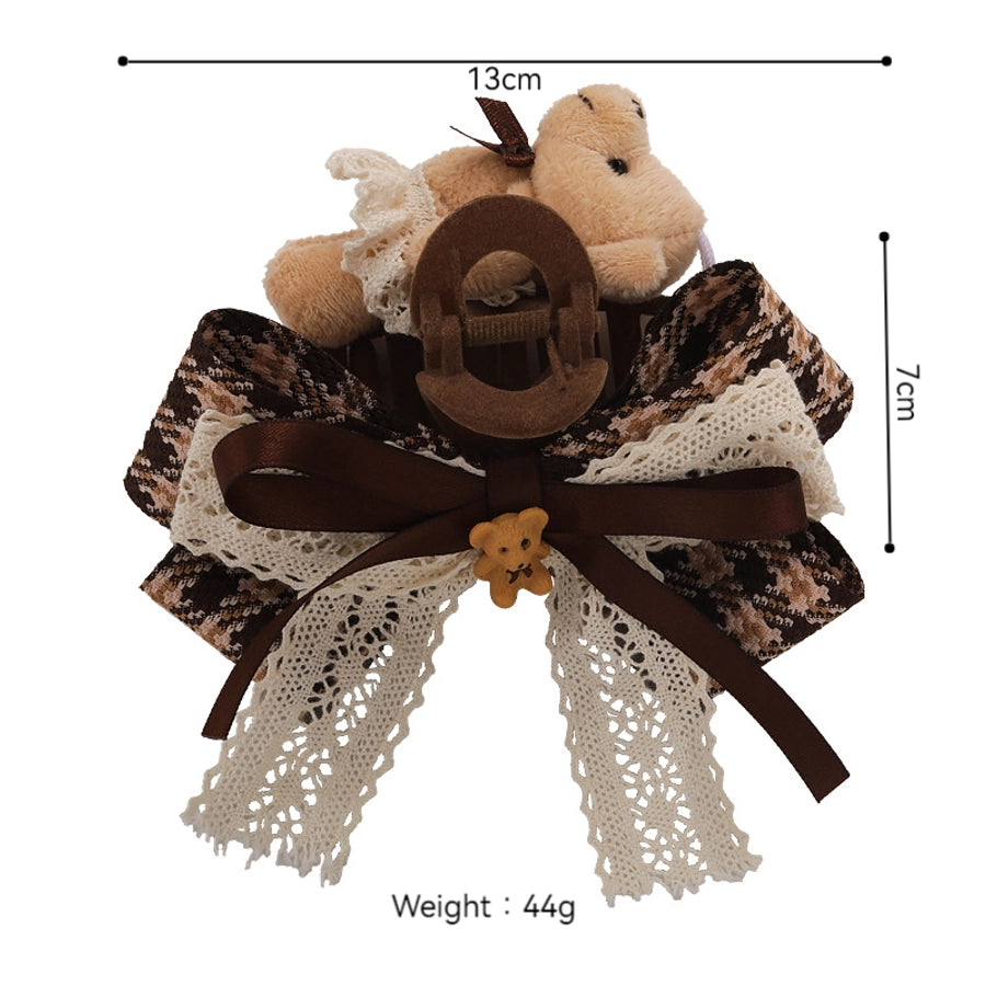 Women's Cartoon Style Cute Sweet Bear Cloth Plush Hair Clip Hair Claws