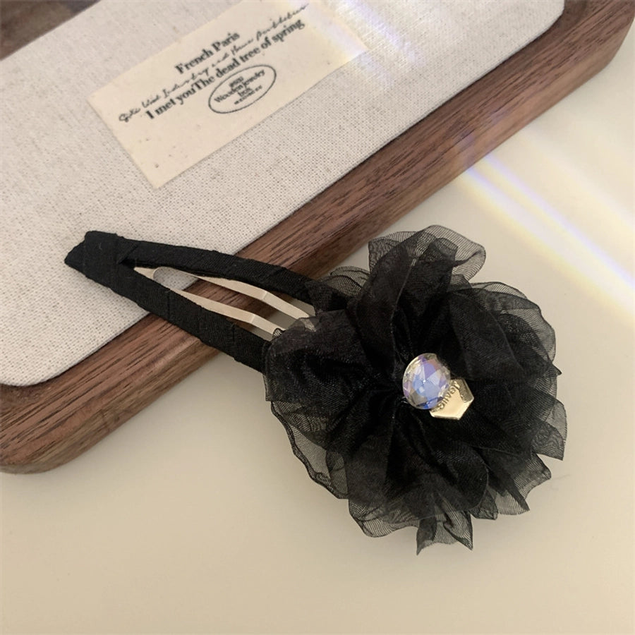 Women's Simple Style Classic Style Flower Gauze Inlay Rhinestones Hair Clip