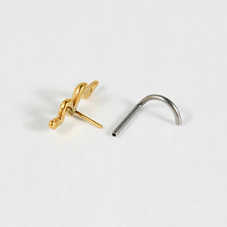 1 Piece Nose Rings & Studs Casual Snake G23 Titanium Alloy 18K Gold Plated Nose Rings & Studs