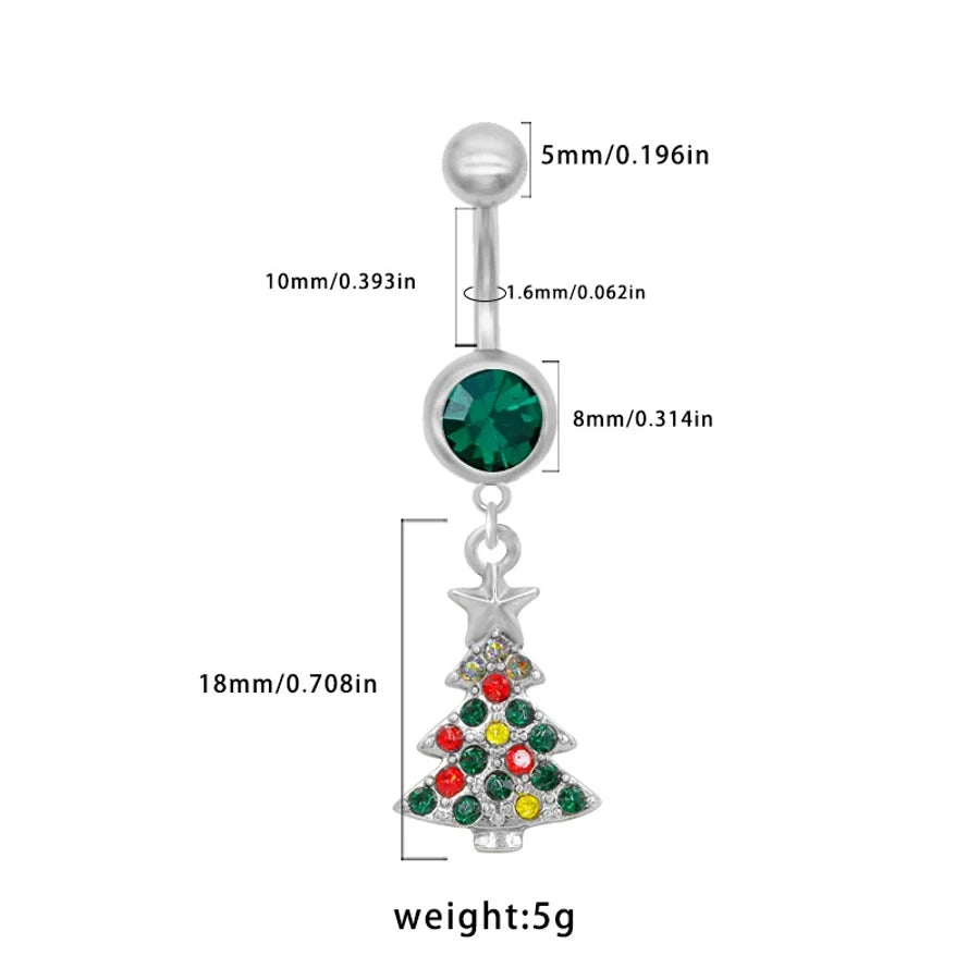 1 Piece Belly Rings Sexy Classic Style Snowflake 316 Stainless Steel  Alloy Plating Rhinestones Glass 18K Gold Plated White Gold Plated