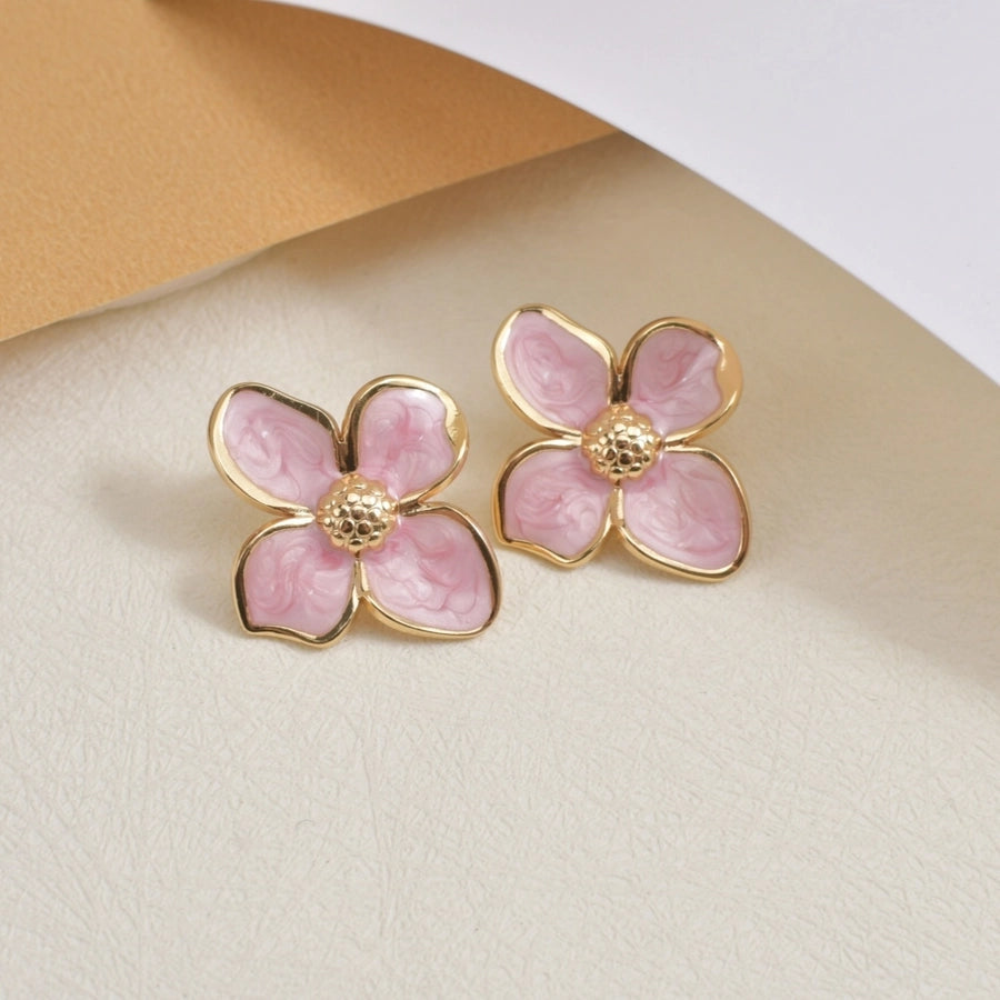 1 Pair Casual Pastoral Simple Style Flower 304 Stainless Steel Ear Studs