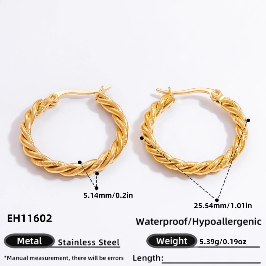 1 Pair Elegant Solid Color Plating Inlay 304 Stainless Steel Pearl 18K Gold Plated Earrings Ear Studs