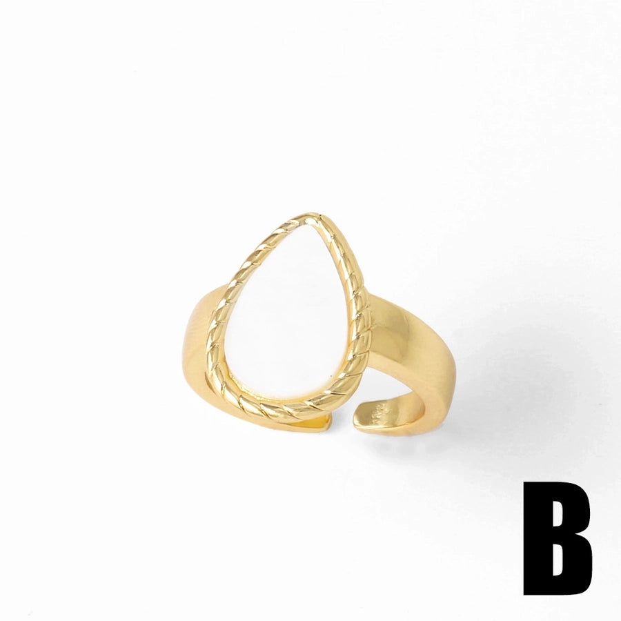 Copper 18K Gold Plated Plating Heart Shape Open Rings