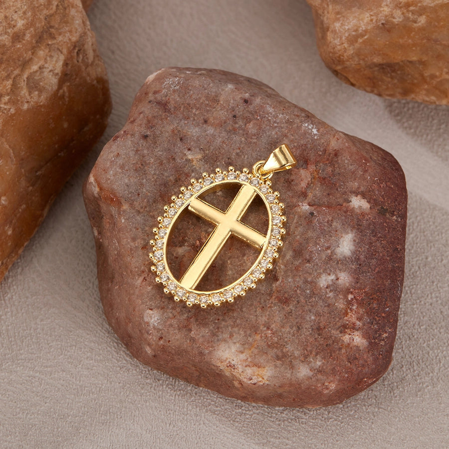 Jewelry French Style Simple Style Cross Copper 14K Gold Plated Pendant Necklace