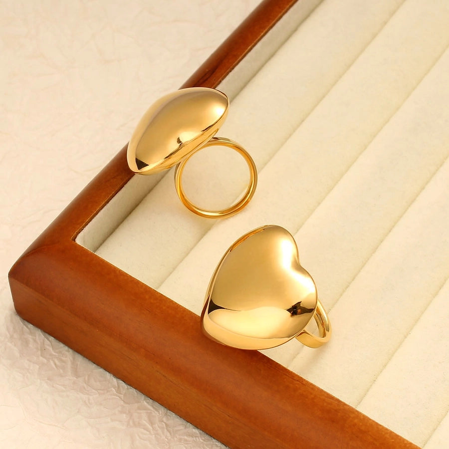 Jewelry Elegant Cute Heart Shape 304 Stainless Steel 18K Gold Plated Rings