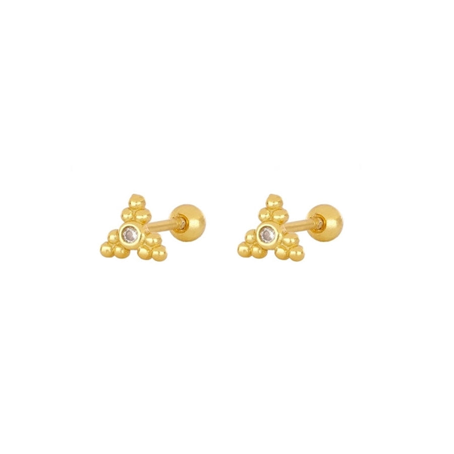 1 Pair Simple Style Geometric Star Inlay Copper Zircon Gold Plated Earrings Ear Studs