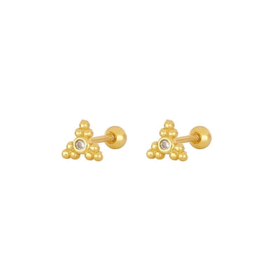 1 Pair Simple Style Geometric Star Inlay Copper Zircon Gold Plated Earrings Ear Studs