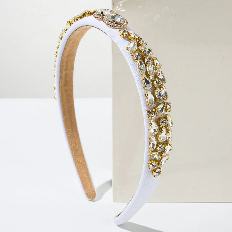 Korean Style Retro Glass Drill Lovely Hair Band Thin Baroque Sponge Headband Simple  Hair Accessories