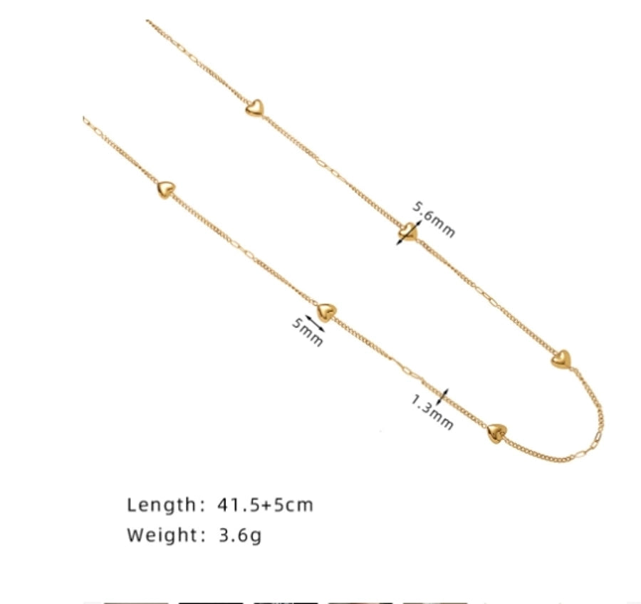Jewelry IG Style Heart Shape 304 Stainless Steel 18K Gold Plated Necklace