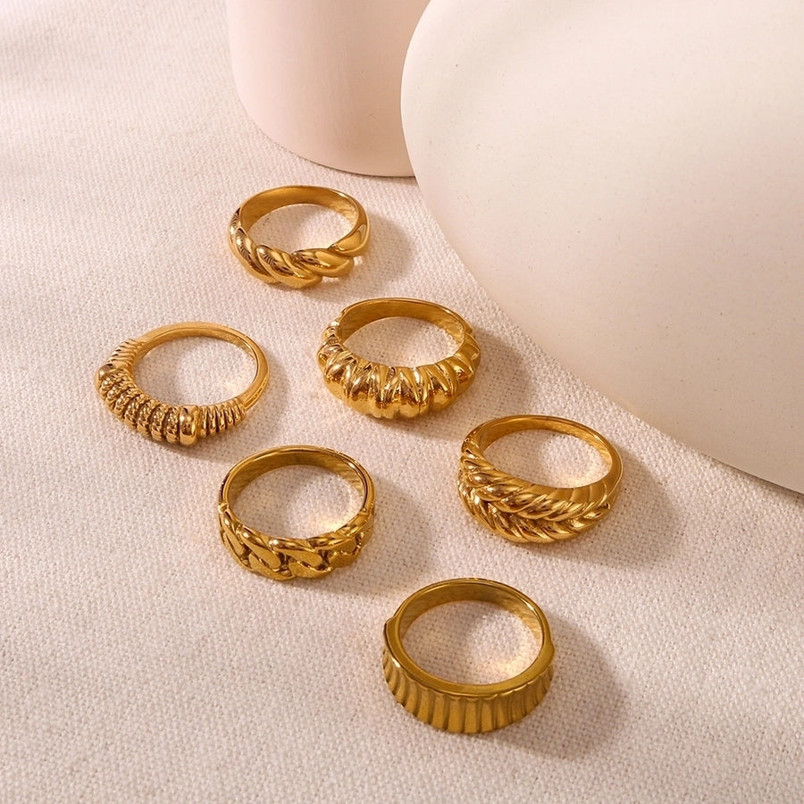 Jewelry Vintage Style Commute Geometric 304 Stainless Steel 18K Gold Plated Rings