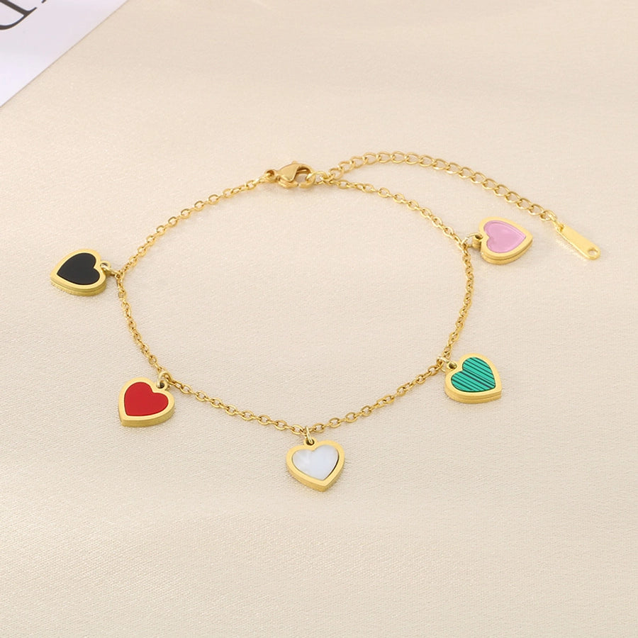 Simple Style Heart Shape 304 Stainless Steel 18K Gold Plated Bracelets In Bulk