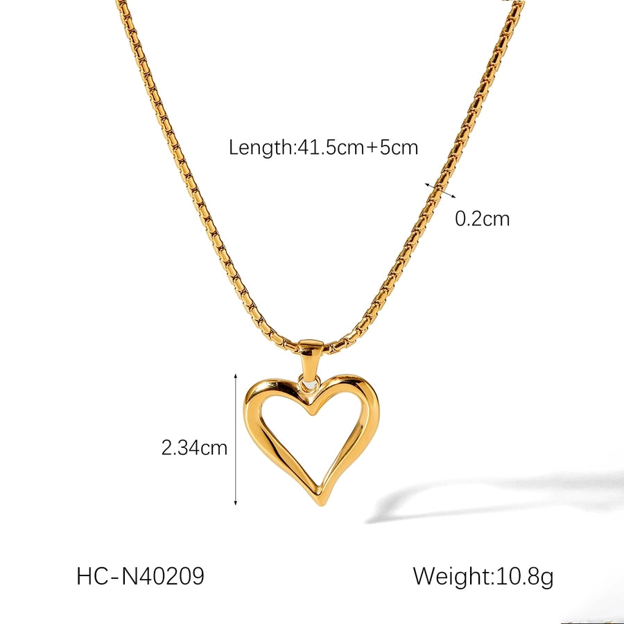 Jewelry IG Style Elegant French Style Heart Shape 304 Stainless Steel Titanium Steel 18K Gold Plated Pendant Necklace