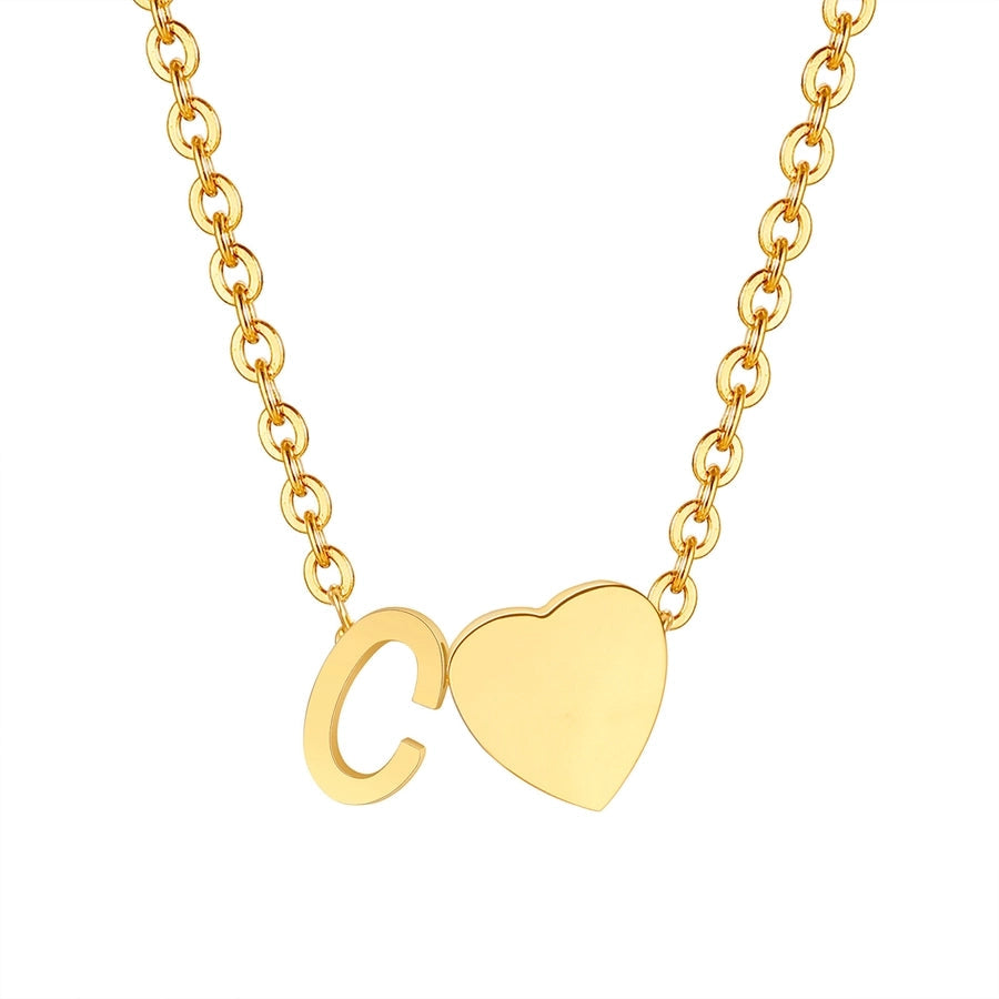 Jewelry Simple Style Commute Letter Heart Shape 201 Stainless Steel Plating Pendant Necklace
