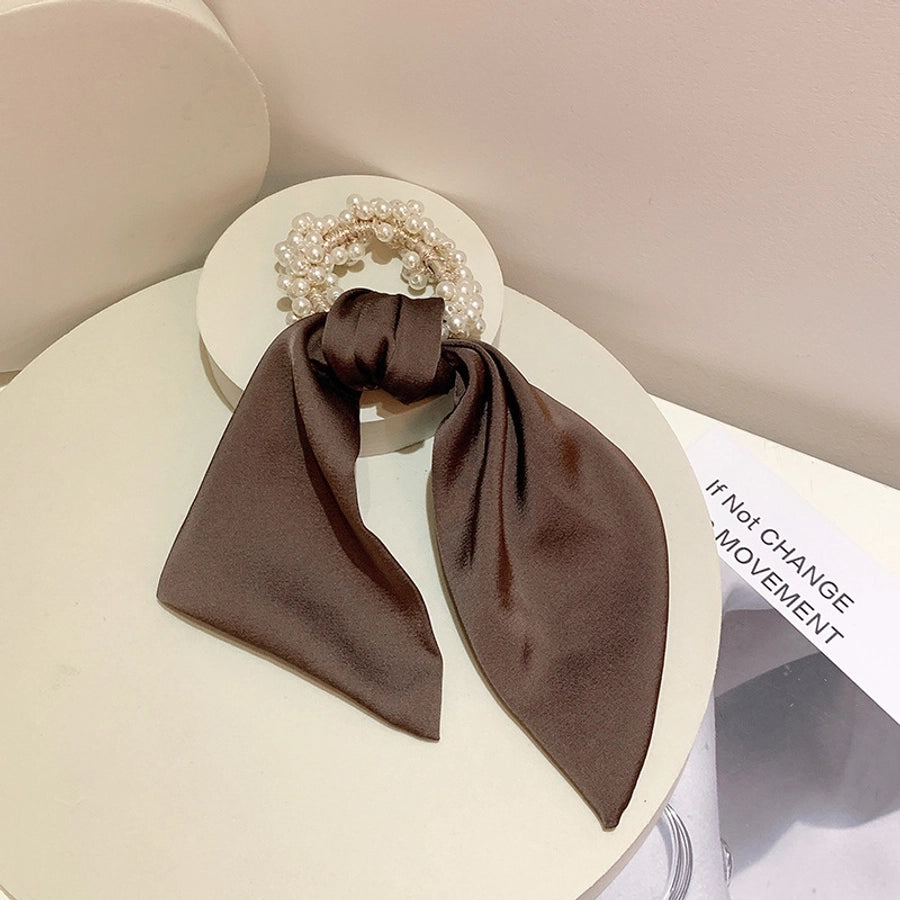 Women's Simple Style Classic Style Solid Color Cloth Baroque Pearls Hair Tie