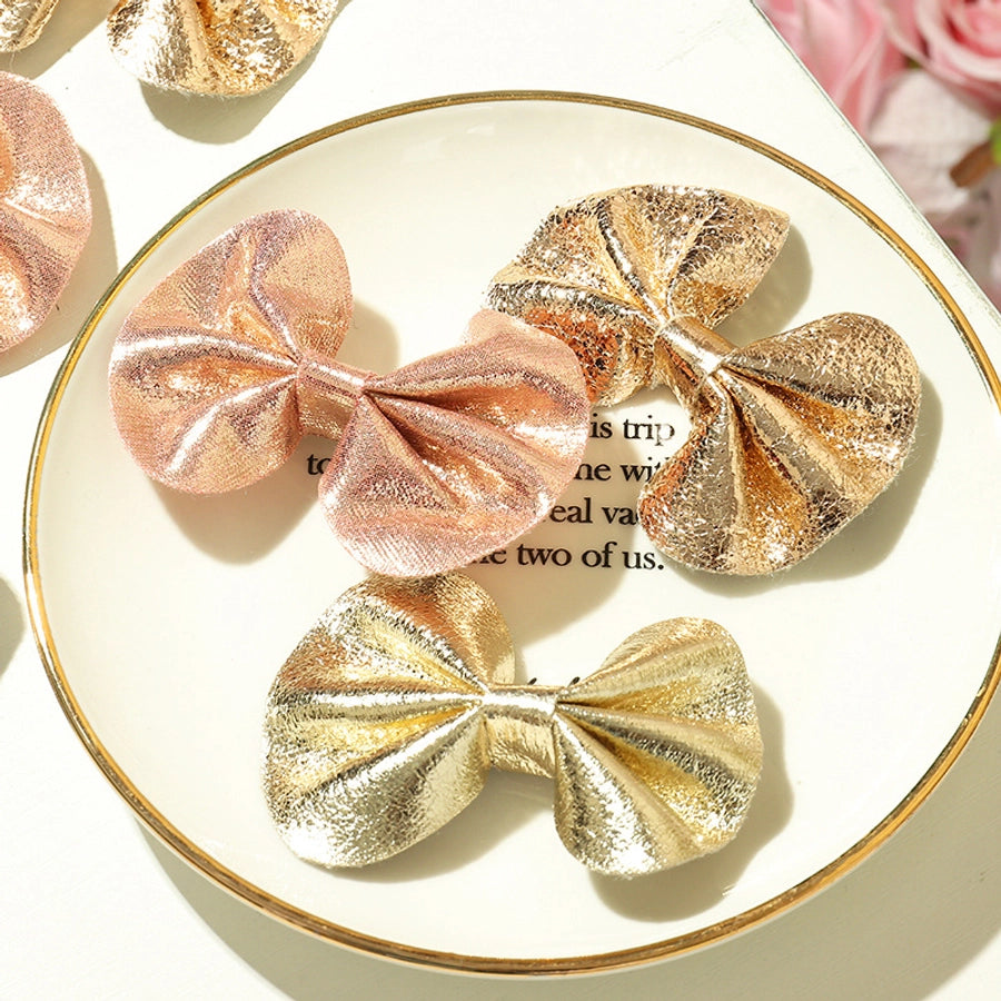 children's shiny leather bow hairpin