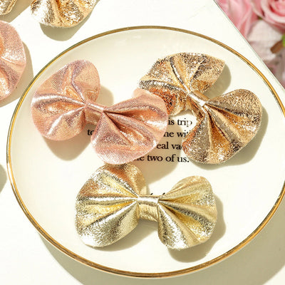 children's shiny leather bow hairpin