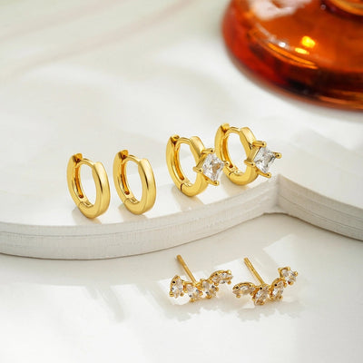 1 Set Elegant Luxurious Square Oval Copper Hoop Earrings