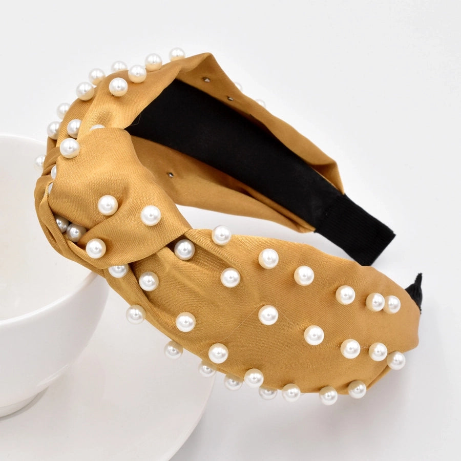 new full pearl headband fabric knotted solid color headband fashion hair accessories