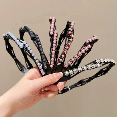 Women's Sweet Shiny Flower Arylic Inlay Rhinestones Pearl Hair Band