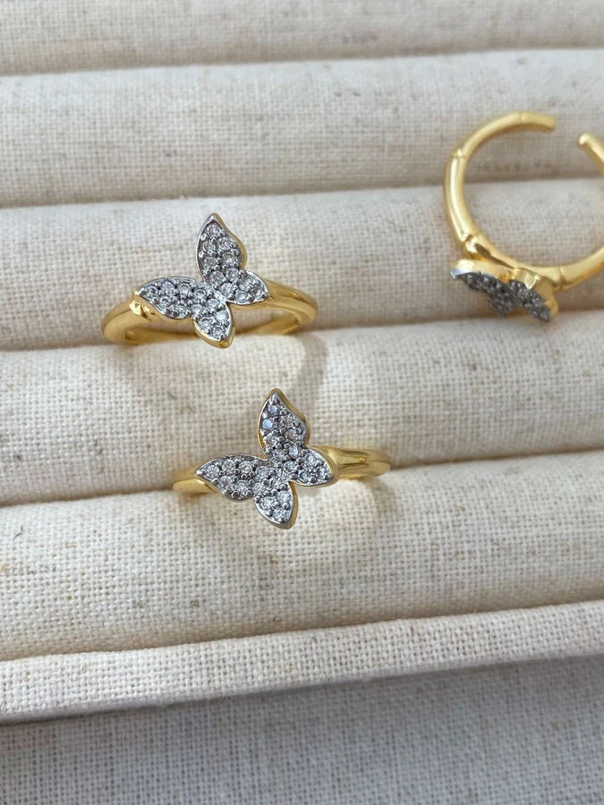 Jewelry Vintage Style Classic Style Butterfly Copper Zircon Plating Rings Earrings Necklace