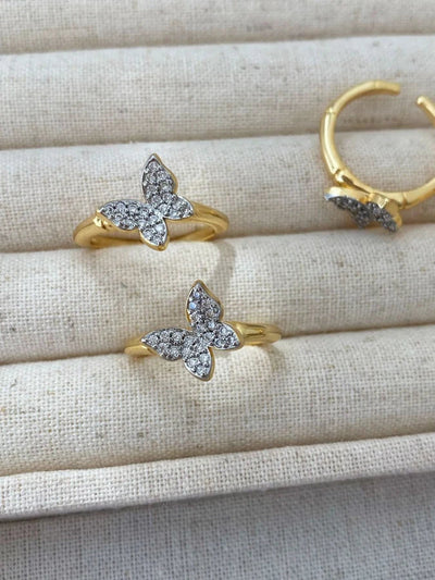 Jewelry Vintage Style Classic Style Butterfly Copper Zircon Plating Rings Earrings Necklace