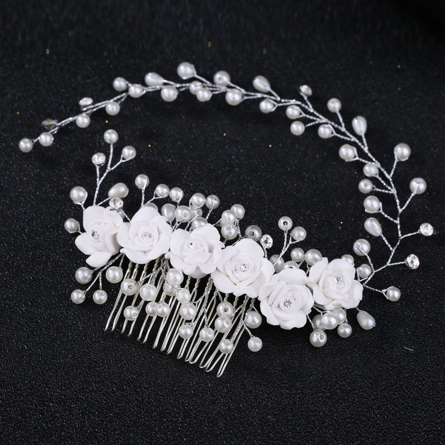 Fashion bridal hair accessories Korean-style soft  flower pearl hair comb   best selling comb Accessories