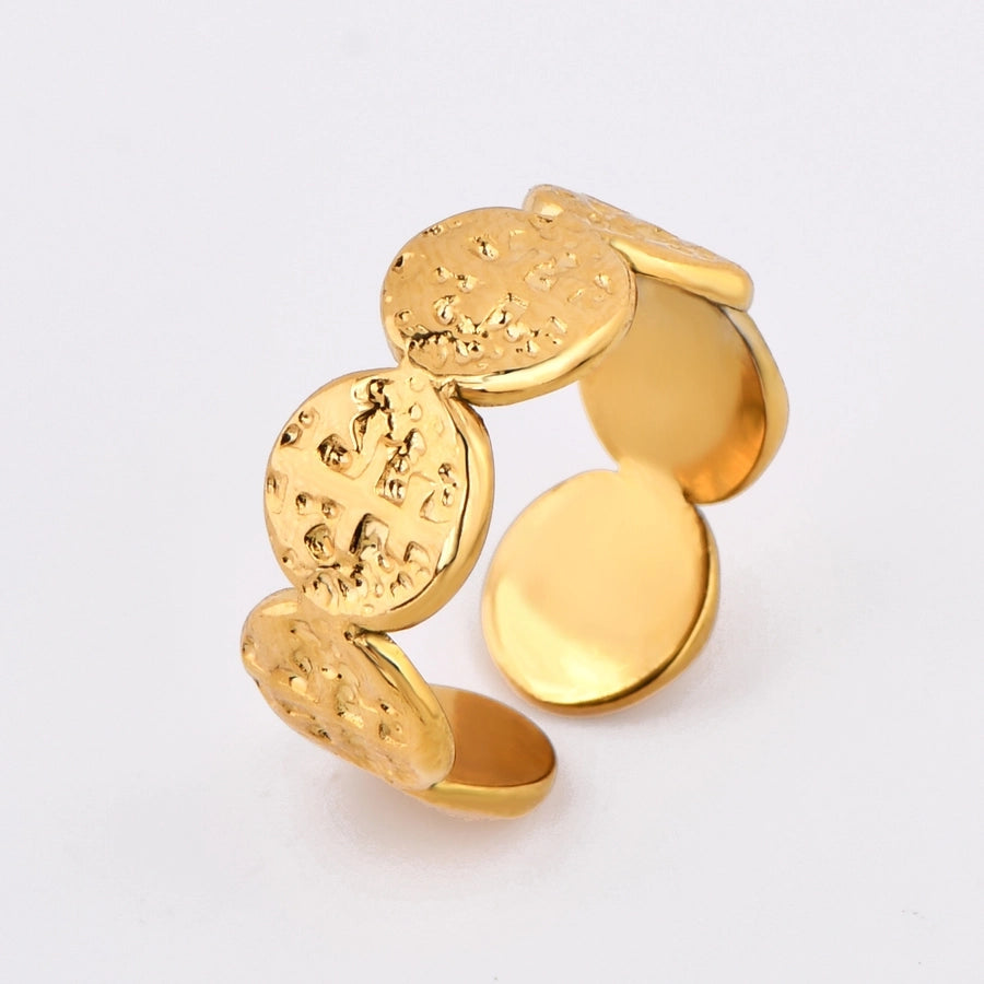 Jewelry Elegant Geometric Solid Color 304 Stainless Steel 18K Gold Plated Open Rings