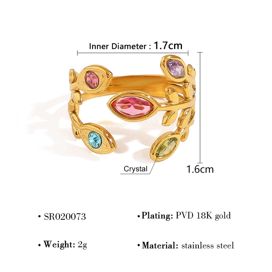 Jewelry IG Style Vacation French Style Geometric 304 Stainless Steel Zircon 18K Gold Plated Open Rings