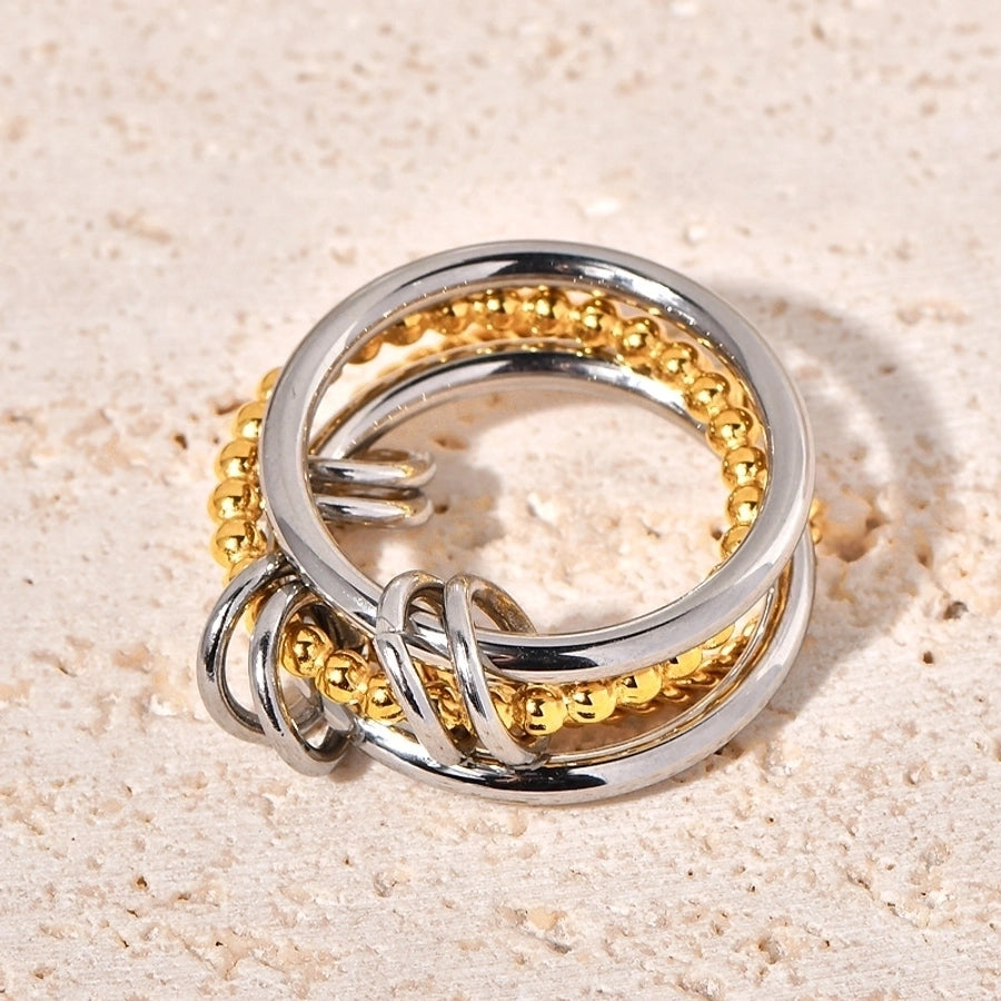 Jewelry Artistic Twist 304 Stainless Steel Titanium Steel 18K Gold Plated Layered Braid Rings