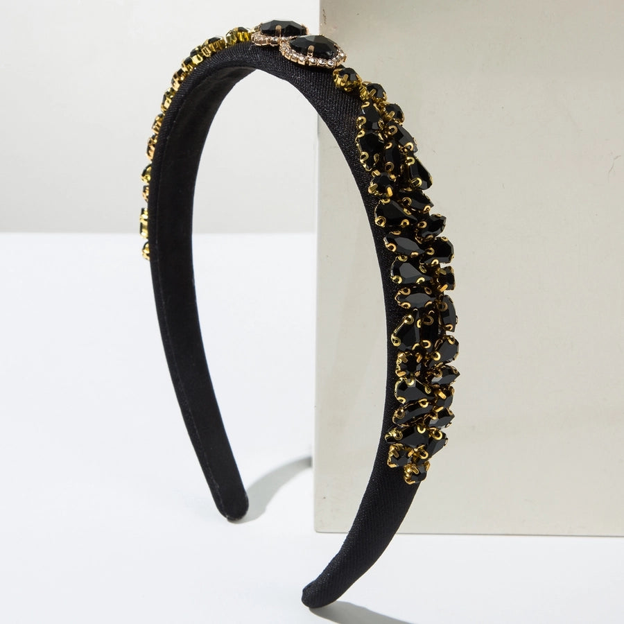Korean Style Retro Glass Drill Lovely Hair Band Thin Baroque Sponge Headband Simple  Hair Accessories