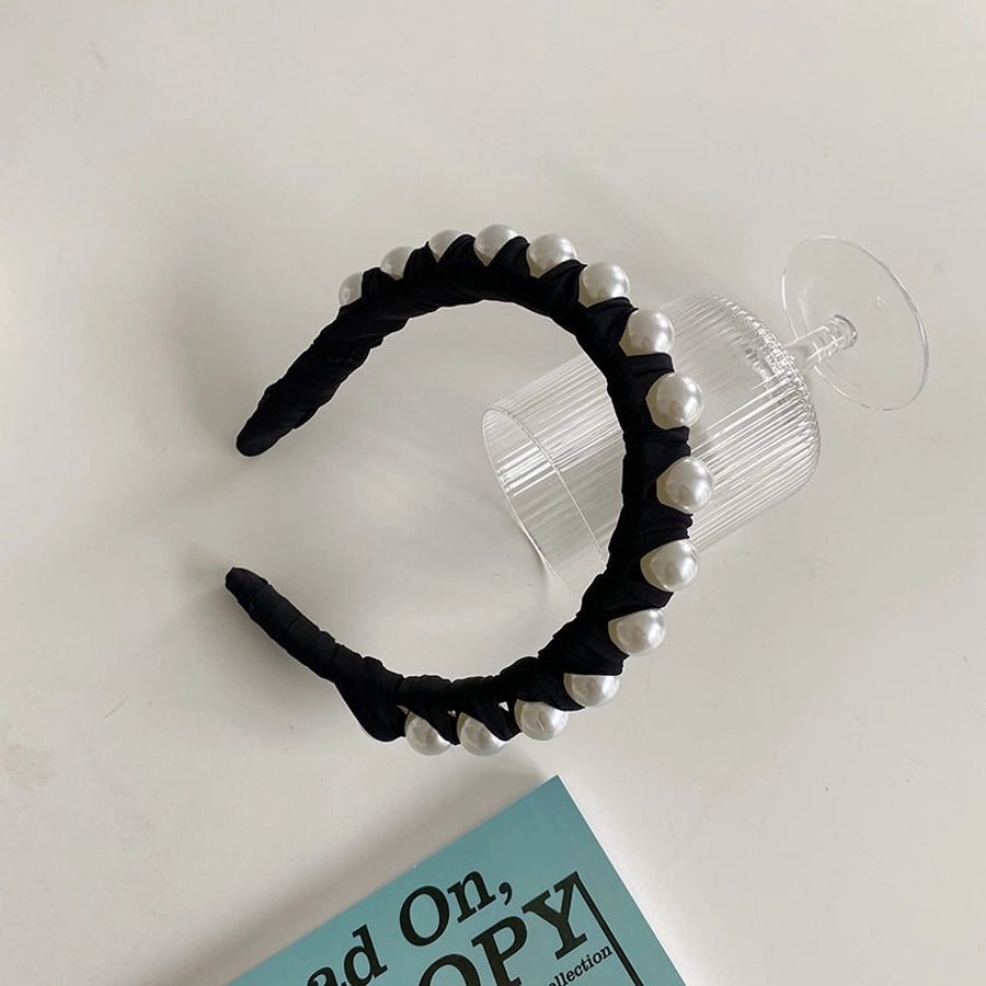 korean winding pearl woven headband