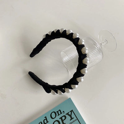 korean winding pearl woven headband