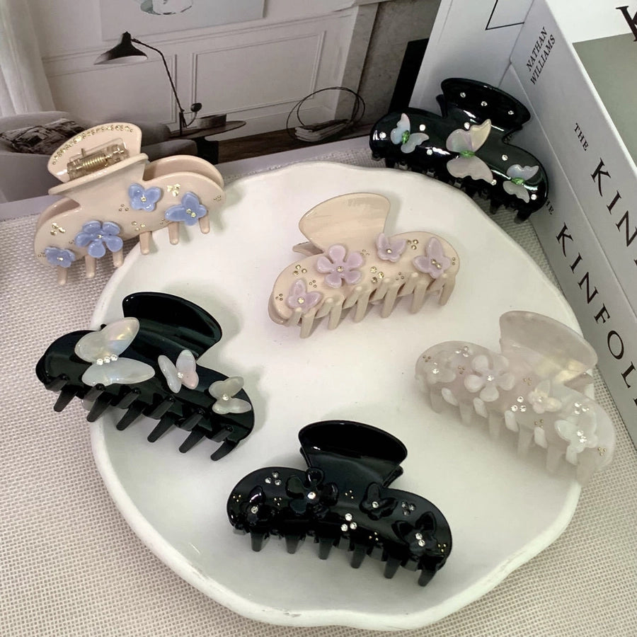 original design flower butterfly acetic acid sheets diamond hair claws