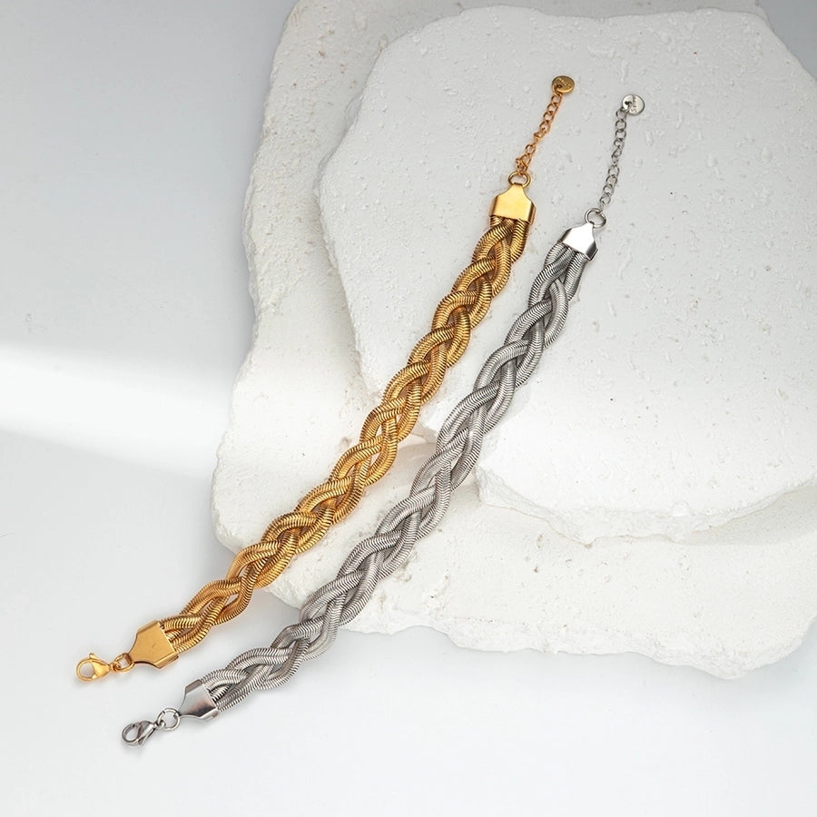 Casual Vacation Sweet Twist 304 Stainless Steel 14K Gold Plated Bracelets In Bulk