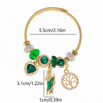 Elegant Cute Religion Cross Heart Shape Butterfly 304 Stainless Steel Alloy Artificial Crystal Bangle In Bulk