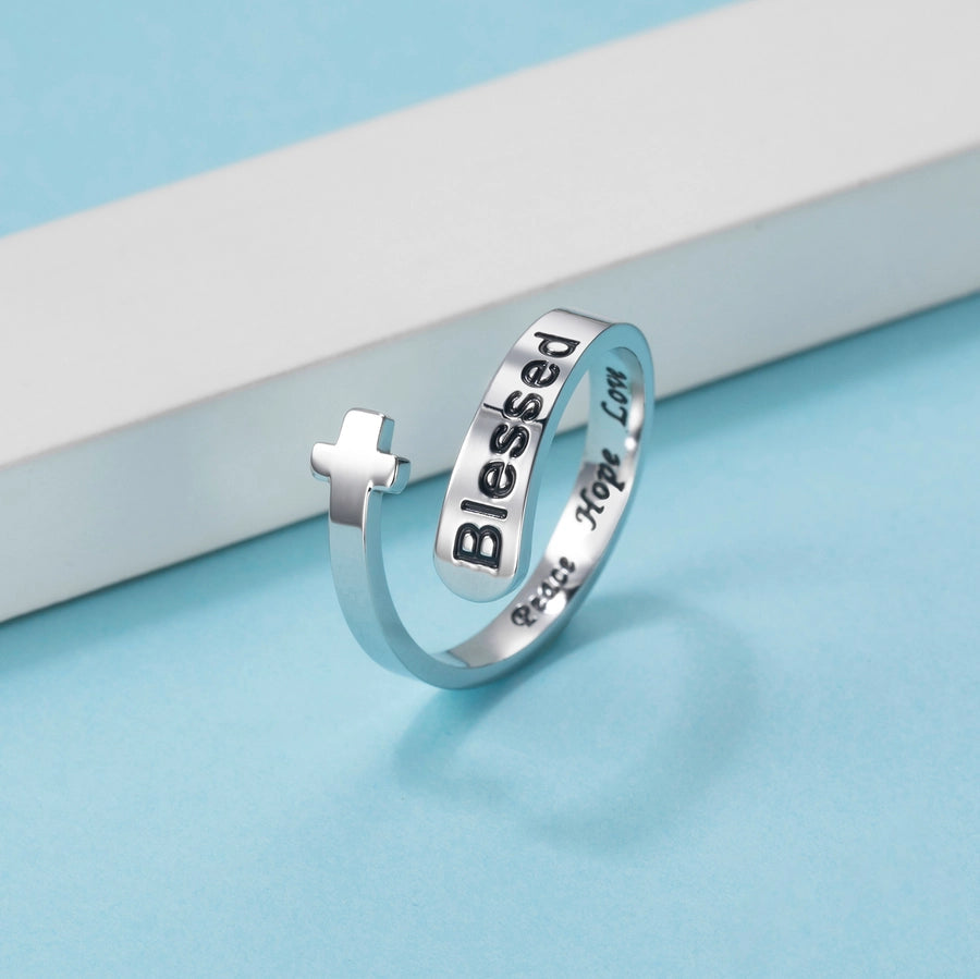 Jewelry Elegant Simple Style Letter 304 Stainless Steel Open Rings