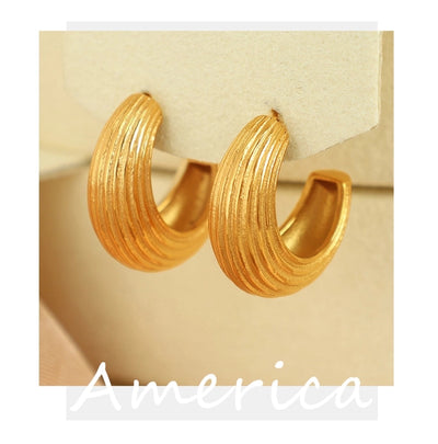 1 Pair IG Style Retro Classic Style C Shape Polishing Plating 304 Stainless Steel 18K Gold Plated Ear Studs