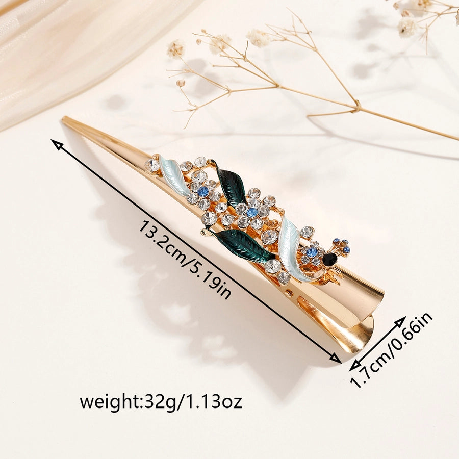Women's Lady Modern Style Sweet Flower Alloy Stoving Varnish Inlay Rhinestones Hair Clip