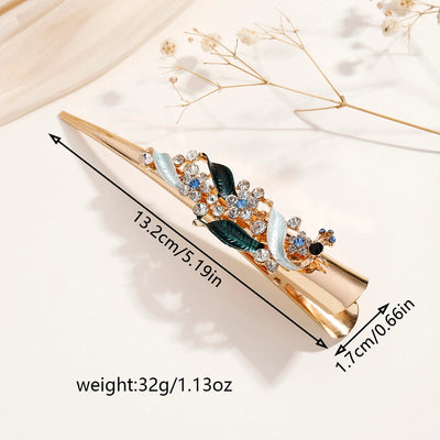 Women's Lady Modern Style Sweet Flower Alloy Stoving Varnish Inlay Rhinestones Hair Clip